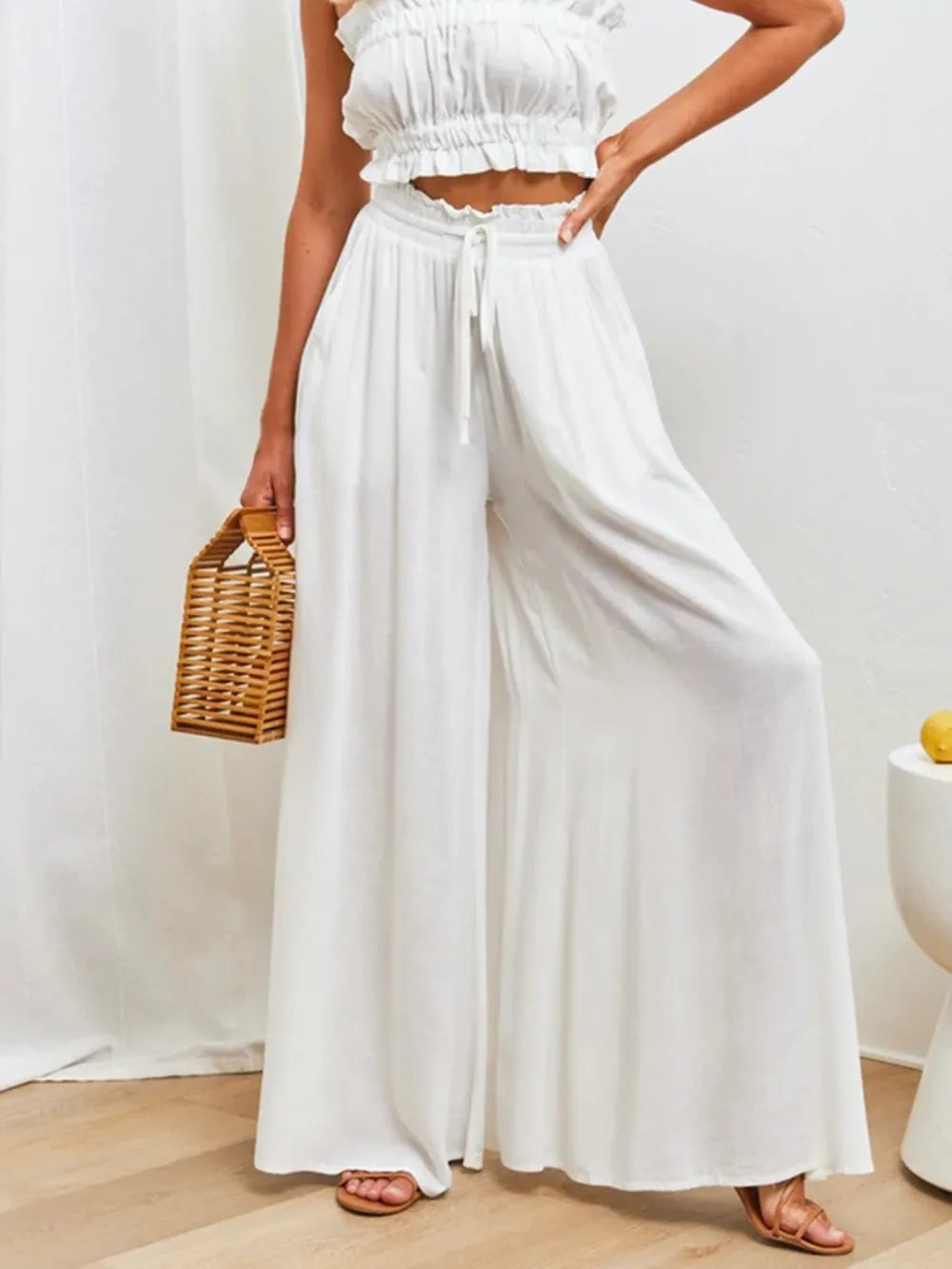 Terracotta High-Waist Palazzo Trousers