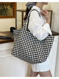 Gingham Canvas Shopper Tote