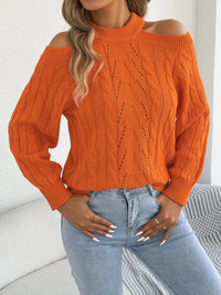 Cold-Shoulder Cable-Knit Jumper