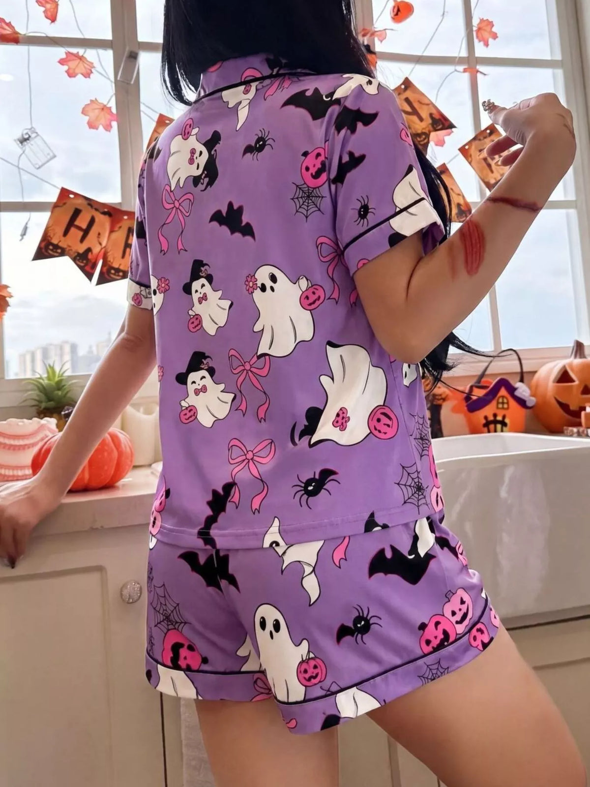 Ghost Print Pyjama Shorts Set – Brights