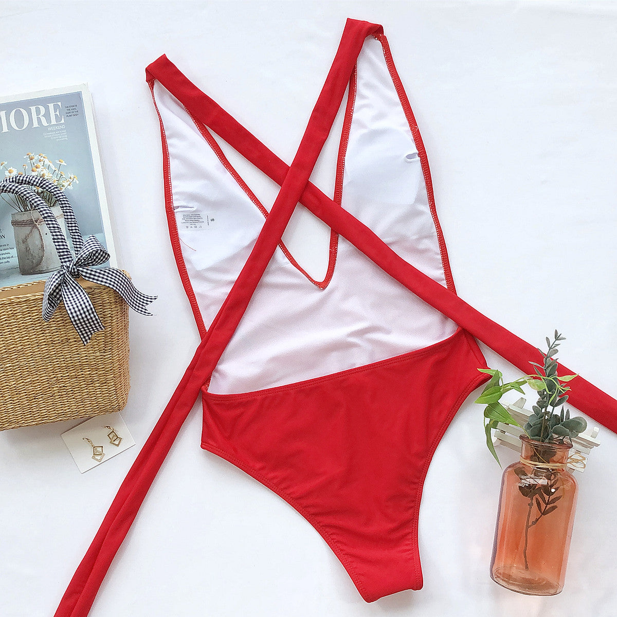 Hot Pink Plunge Wrap Swimsuit