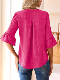 Champagne Ruffle V-Neck Blouse