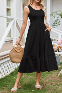 Buttercream Wide-Strap Tank Midi Dress