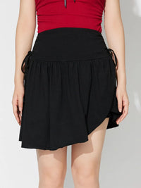 Side-Tie Asymmetric Frill Mini Skirt