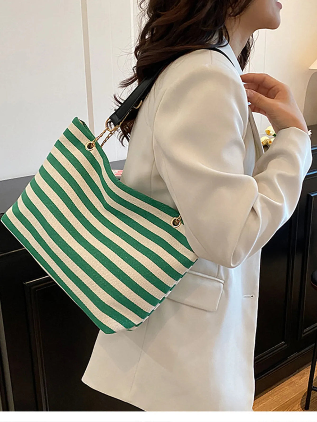 Breton Stripe Chain Shoulder Bag