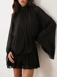 Tie-Back Flared-Sleeve Mini Dress