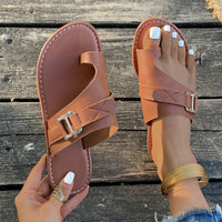 Buckle Toe-Loop Slider Sandals