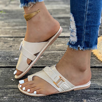 Buckle Toe-Loop Slider Sandals
