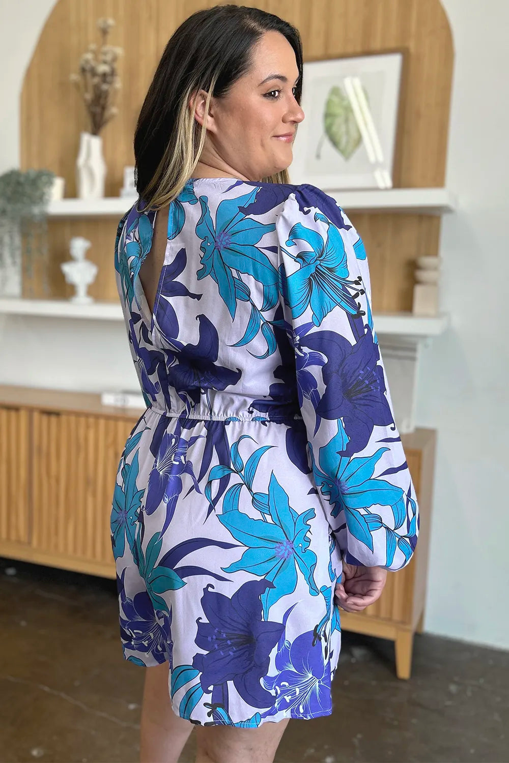 Blue Bloom Long-Sleeve Playsuit