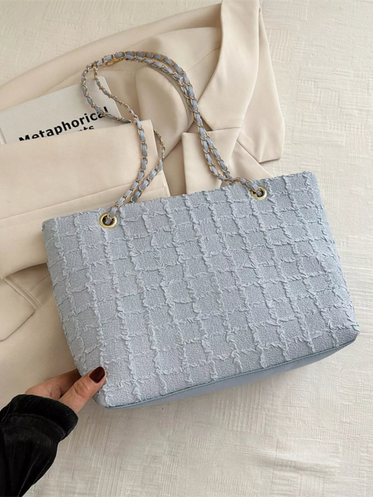 Pastel Tweed Chain Shoulder Bag