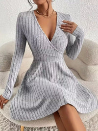 Soft Ribbed Wrap Knit Mini Dress