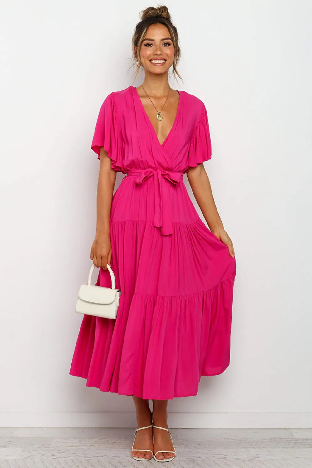 Amalfi Tie-Waist Tiered Midi Dress