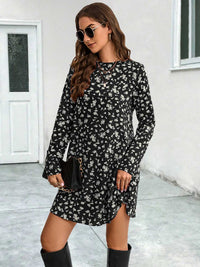 Ditsy Floral Long-Sleeve Mini Dress