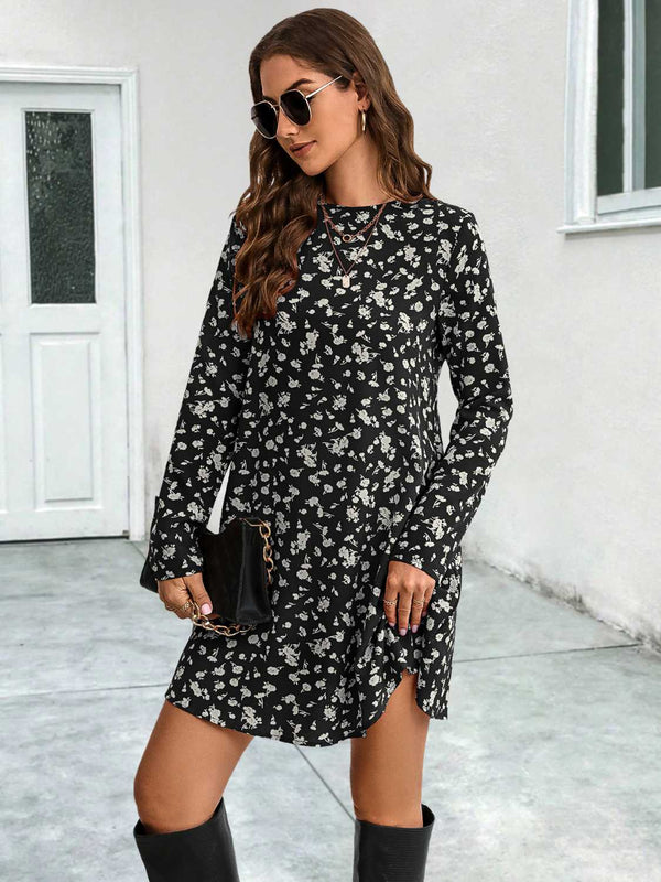 Ditsy Floral Long-Sleeve Mini Dress