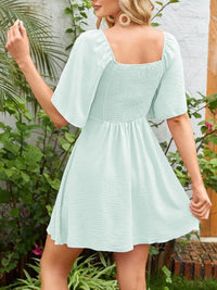 Tie-Front Flutter-Sleeve Beach Dress