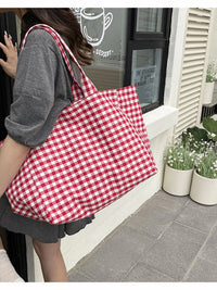 Gingham Canvas Shopper Tote