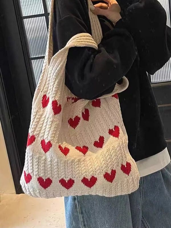 Sweetheart Knitted Top-Handle Bag