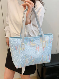 Soundwave Print Faux-Leather Tote