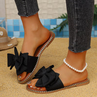 Pearl Bow Slider Sandals
