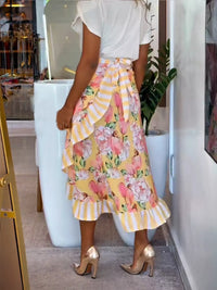 Lemon Bloom Ruffle Wrap Skirt