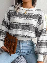 Colour-Block Cropped Knit Jumper