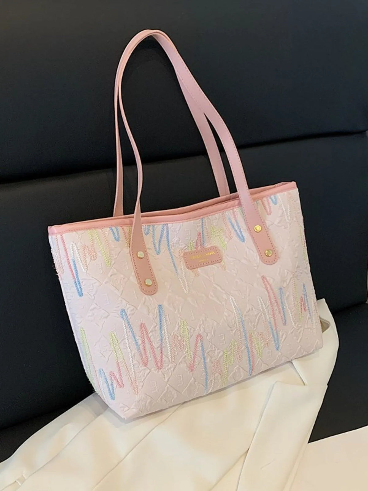 Soundwave Print Faux-Leather Tote