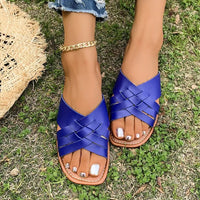 Cobalt Woven Cross-Strap Sandals