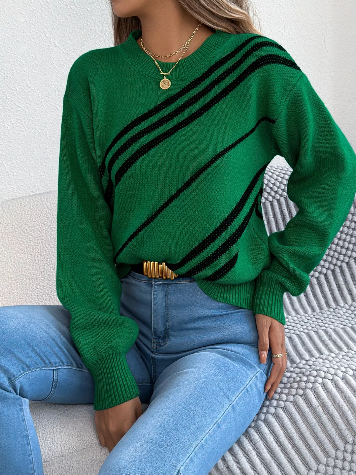 Relaxed Striped Crew-Neck Jumper