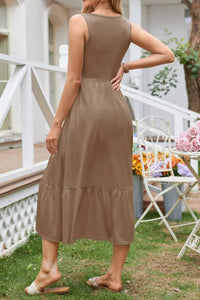 Buttercream Wide-Strap Tank Midi Dress