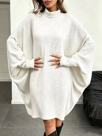 Oversized Ribbed Roll-Neck Jumper Dress