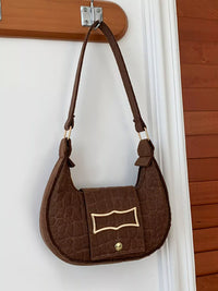 Croc-Effect Baguette Shoulder Bag