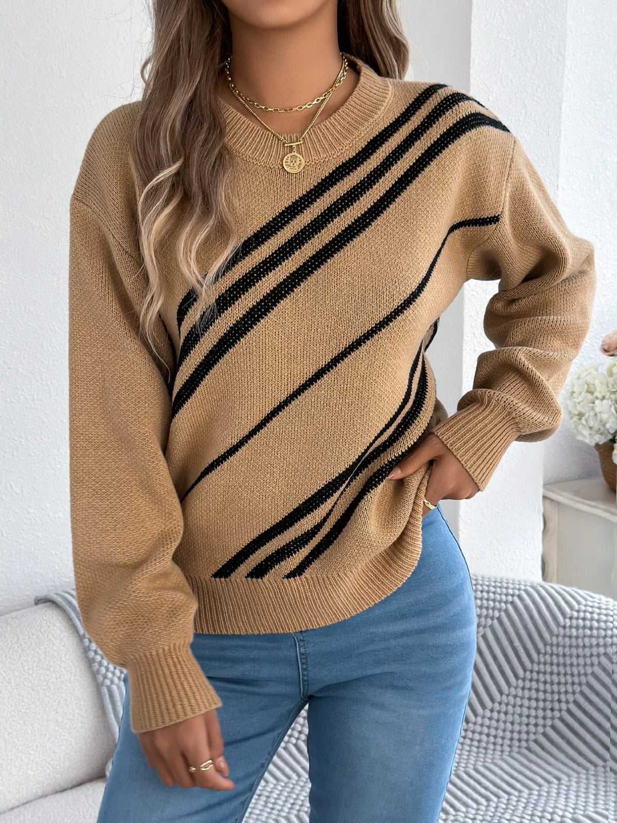 Relaxed Striped Crew-Neck Jumper