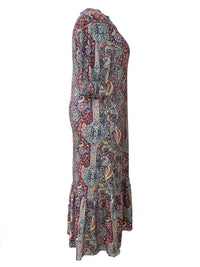 Boho Paisley Ruffle-Hem Midi Dress