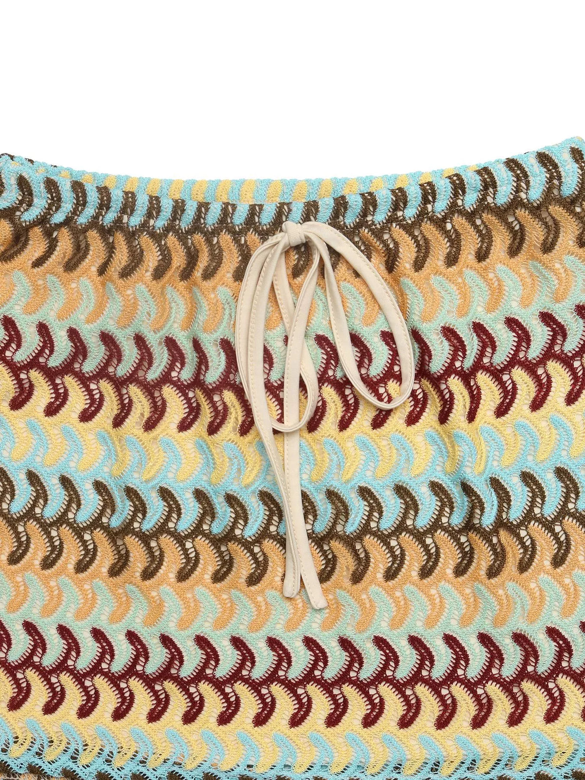 Boho Crochet Drawstring Mini Skirt