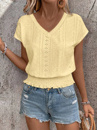 Summer Eyelet V-Neck Blouse