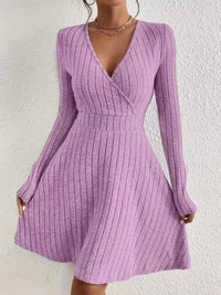 Soft Ribbed Wrap Knit Mini Dress