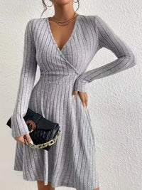 Soft Ribbed Wrap Knit Mini Dress