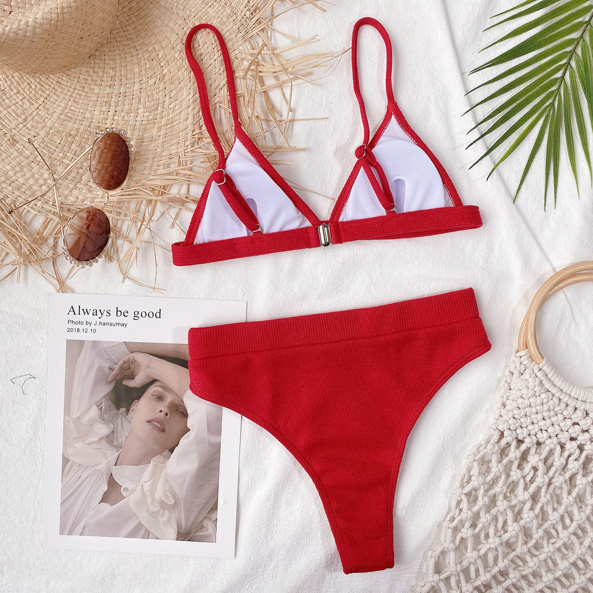 Powder Blue Ribbed Bikini Set