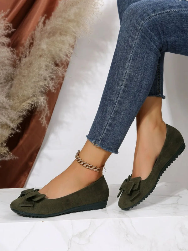 Bow-Front Round-Toe Ballet Flats