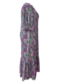 Boho Paisley Ruffle-Hem Midi Dress