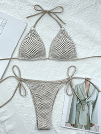Textured Halter Tie-Back Bikini Set