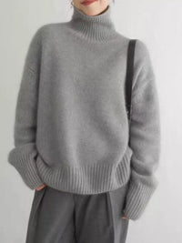 Ribbed Roll-Neck Drop-Shoulder Jumper