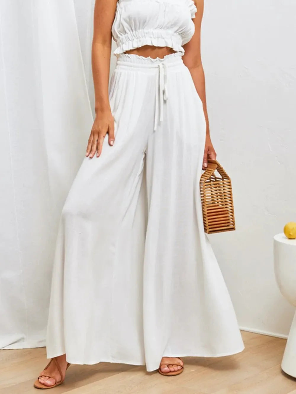 Terracotta High-Waist Palazzo Trousers