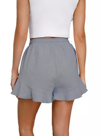 Blush Ruffle-Hem Drawstring Shorts