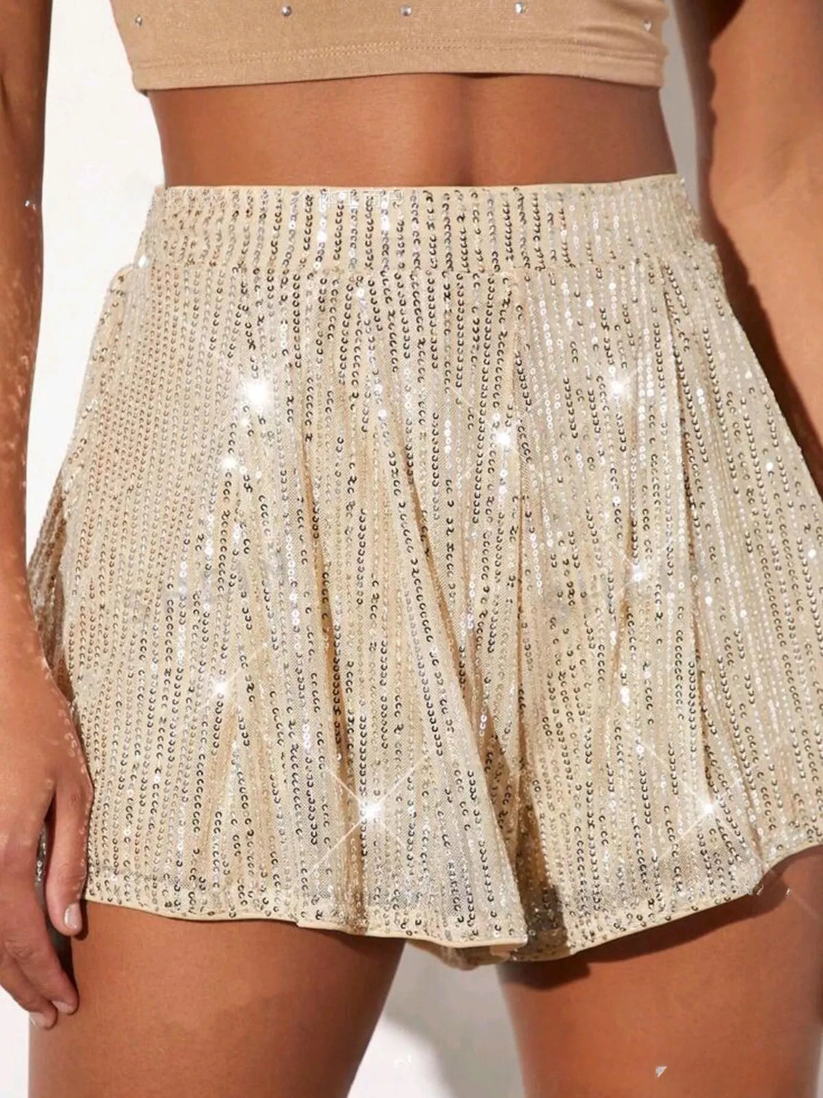 Silver Sequin Party Shorts