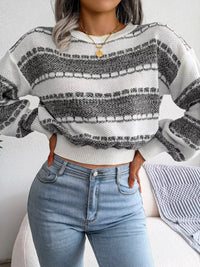 Colour-Block Cropped Knit Jumper