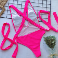 Hot Pink Plunge Wrap Swimsuit