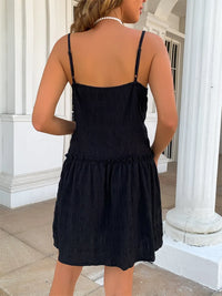 Little Black Ruffle-Hem Cami Dress