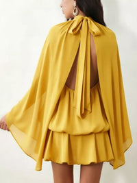 Tie-Back Flared-Sleeve Mini Dress
