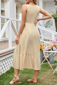 Buttercream Wide-Strap Tank Midi Dress